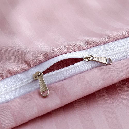 Premium Single size 4 - piece bed linen, satin striped, light old rose color. - BusDeals