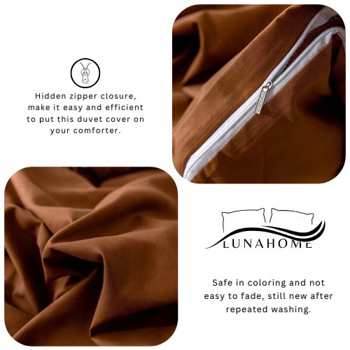 Premium Single size 4 pieces Bedding Set without filler, Plain Golden Brown Color - BusDeals