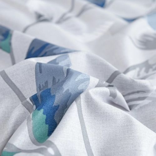 Queen size 6 piece duvet cover set contemporary leaf print bedding set, grey. - BusDeals