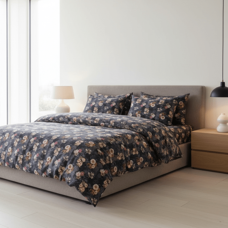 Queen size 6 - piece duvet cover set featuring a charming vintage print, brown color. - BusDeals