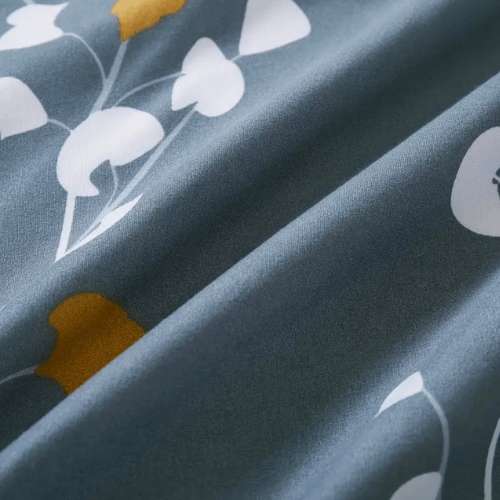 Queen size 6 - piece duvet cover set grey yellow branches print pattern. - BusDeals