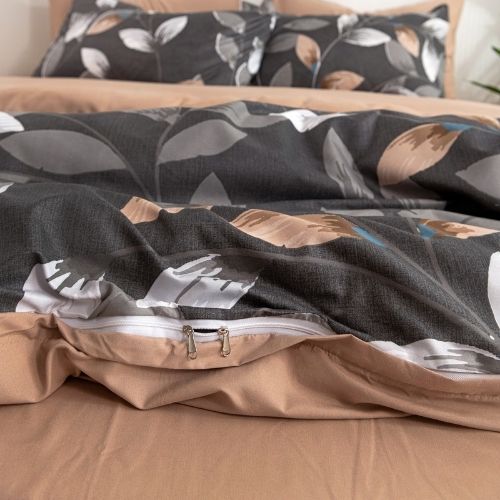 Queen size 6 piece duvet cover set, Leaves design bedding set - BusDeals