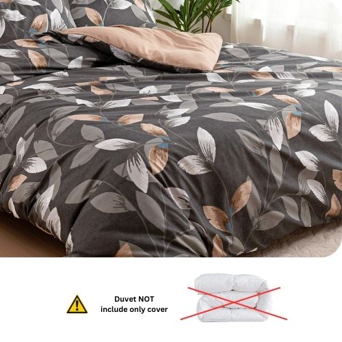 Queen size 6 piece duvet cover set, Leaves design bedding set - BusDeals