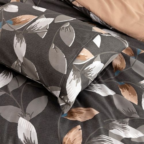 Queen size 6 piece duvet cover set, Leaves design bedding set - BusDeals