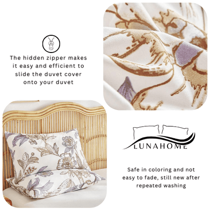Queen size 6 - piece floral damask duvet cover set. - BusDeals