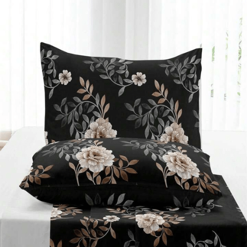 Queen size, 6 - piece floral design set in a rich brown color. - BusDeals