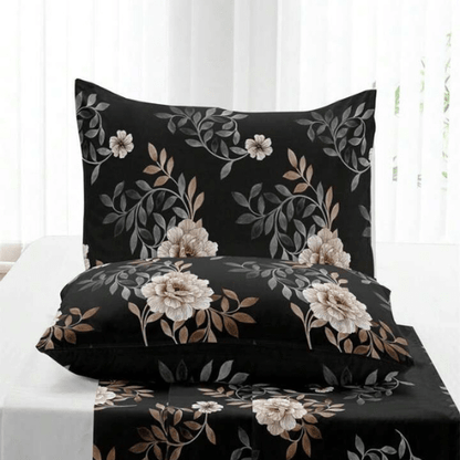 Queen size, 6 - piece floral design set in a rich brown color. - BusDeals