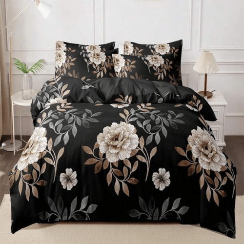 Queen size, 6 - piece floral design set in a rich brown color. - BusDeals