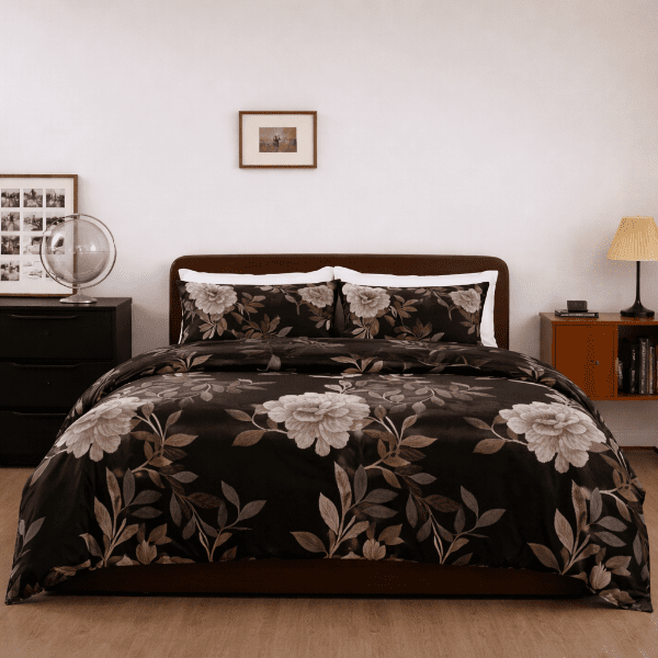 Queen size, 6 - piece floral design set in a rich brown color. - BusDeals