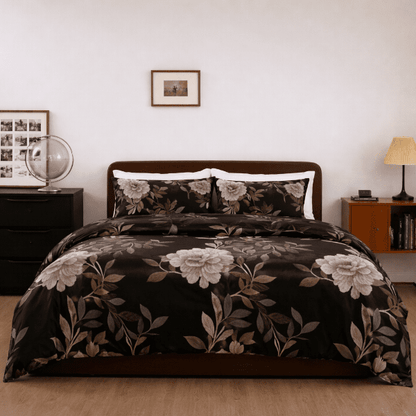 Queen size, 6 - piece floral design set in a rich brown color. - BusDeals