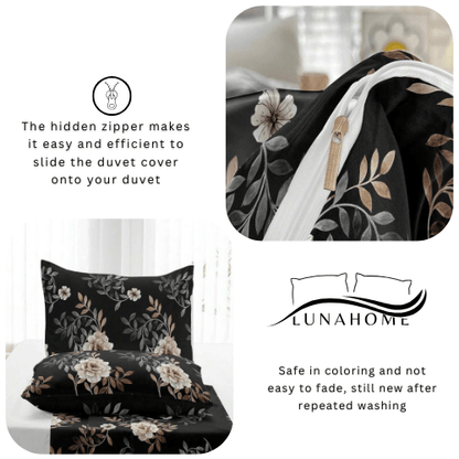 Queen size, 6 - piece floral design set in a rich brown color. - BusDeals