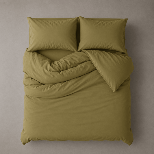 Queen size 6 Pieces bedding Set, Super Soft Wrinkles fabric Washable Cotton, Khaki Color. - BusDeals