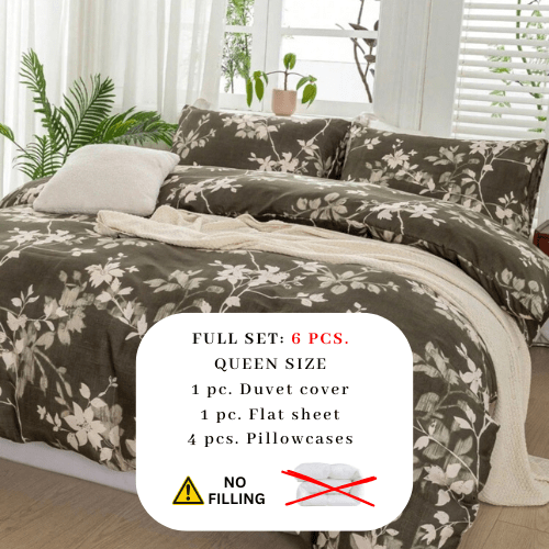 Queen size 6 pieces bedding set,showcasing a stunning leaf motif. - BusDeals