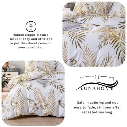 Queen size 6 pieces, duvet cover set, tropical leaves design. - BusDeals
