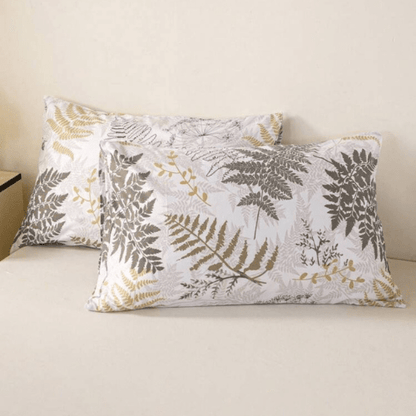 Queen size 6 pieces duvet cover set with brown leaf pattern. - BusDeals