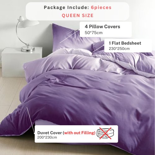Queen size 6 pieces, Ombré Royal Purple Bedding set. - BusDeals