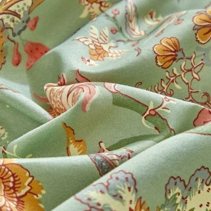 Queen Size 6 Pieces, Reversible Style Duvet Cover Set, Roses Design with Dark Khaki Color - BusDeals