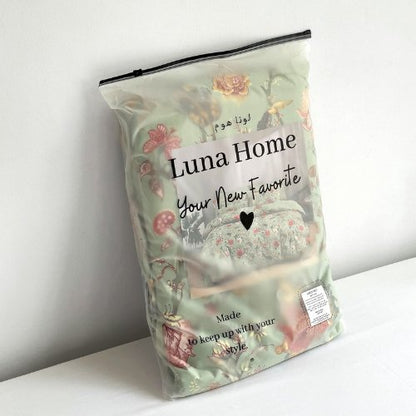 Queen Size 6 Pieces, Reversible Style Duvet Cover Set, Roses Design with Dark Khaki Color. - BusDeals