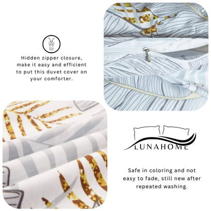 Queen/Double size 6 pieces, bedding set Leaves Design. - BusDeals