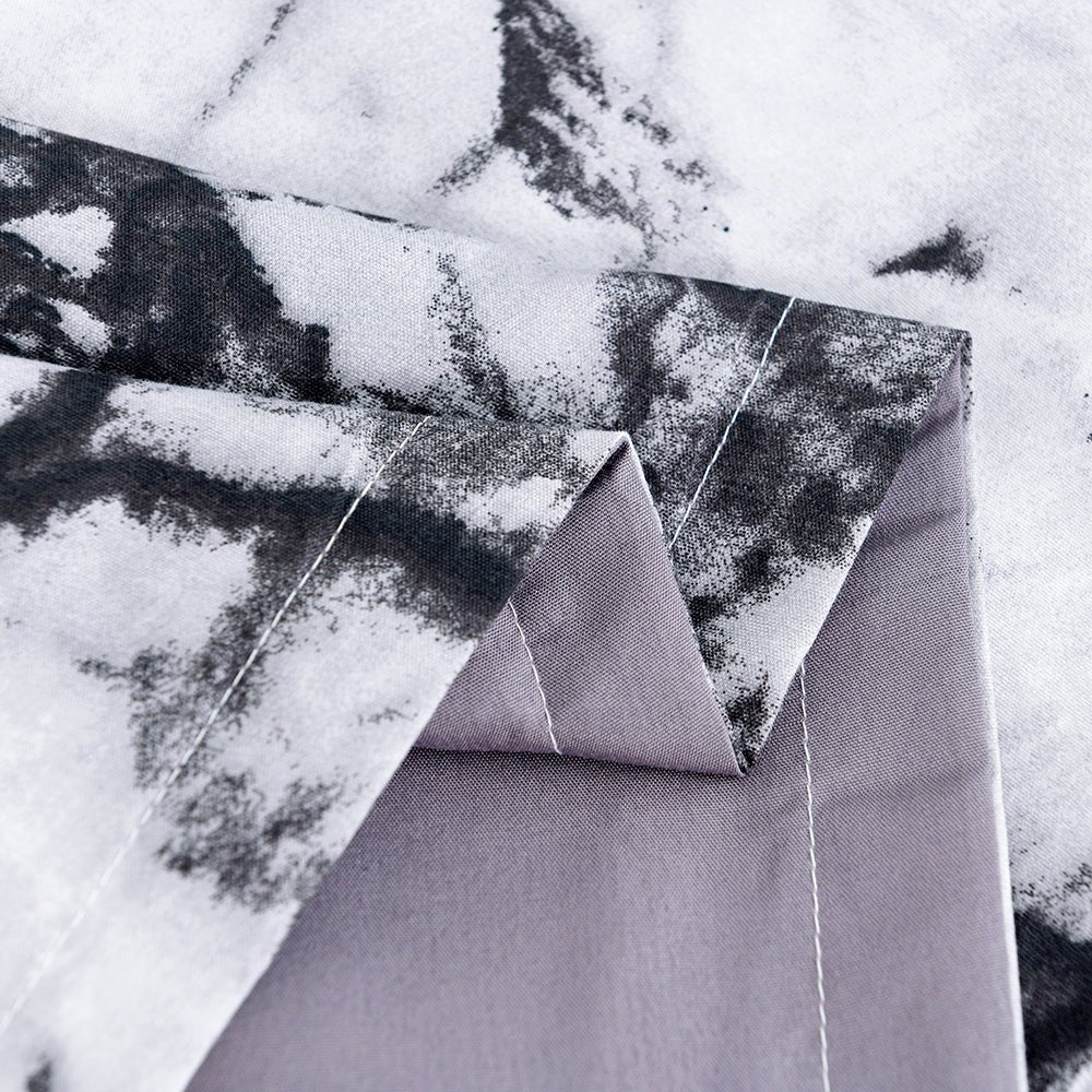 Queen/Double size 6 pieces Bedding Set without filler, Marble Design Grey Color - BusDeals