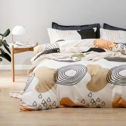 Queen/Double size without filler 6 pieces, Circle geometric design, Bedding Set - BusDeals