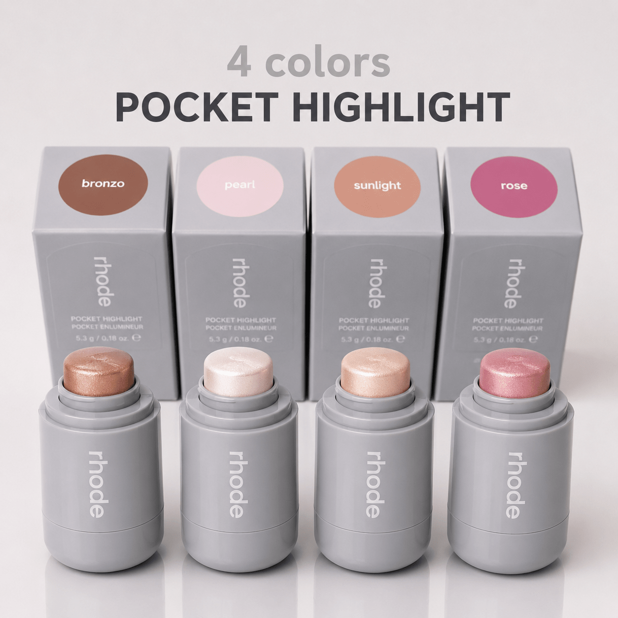 Rhode New Set of 4 Pcs Natural Brightening Shimmer Makeup Vine Pocket Highlighter and Eyeshadow Glow Stick. - BusDeals