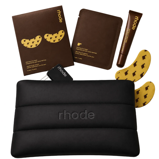 Rhode Set Large Cosmetic Pouch with Peptide Eye Patches Banana peel, Peptide Treatment Caramelized Banana, 3-Piece Set - BusDeals