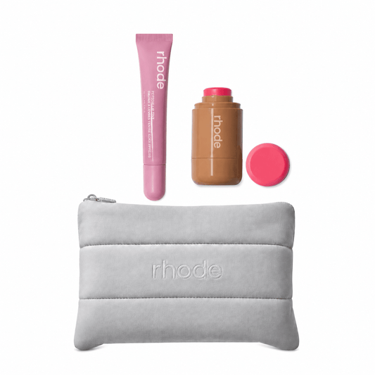 Rhode Set – Pocket Blush in Juice Box & Peptide Lip Tint in Pretzel Shimmery Warm Mauve, in a Gift Box - BusDeals