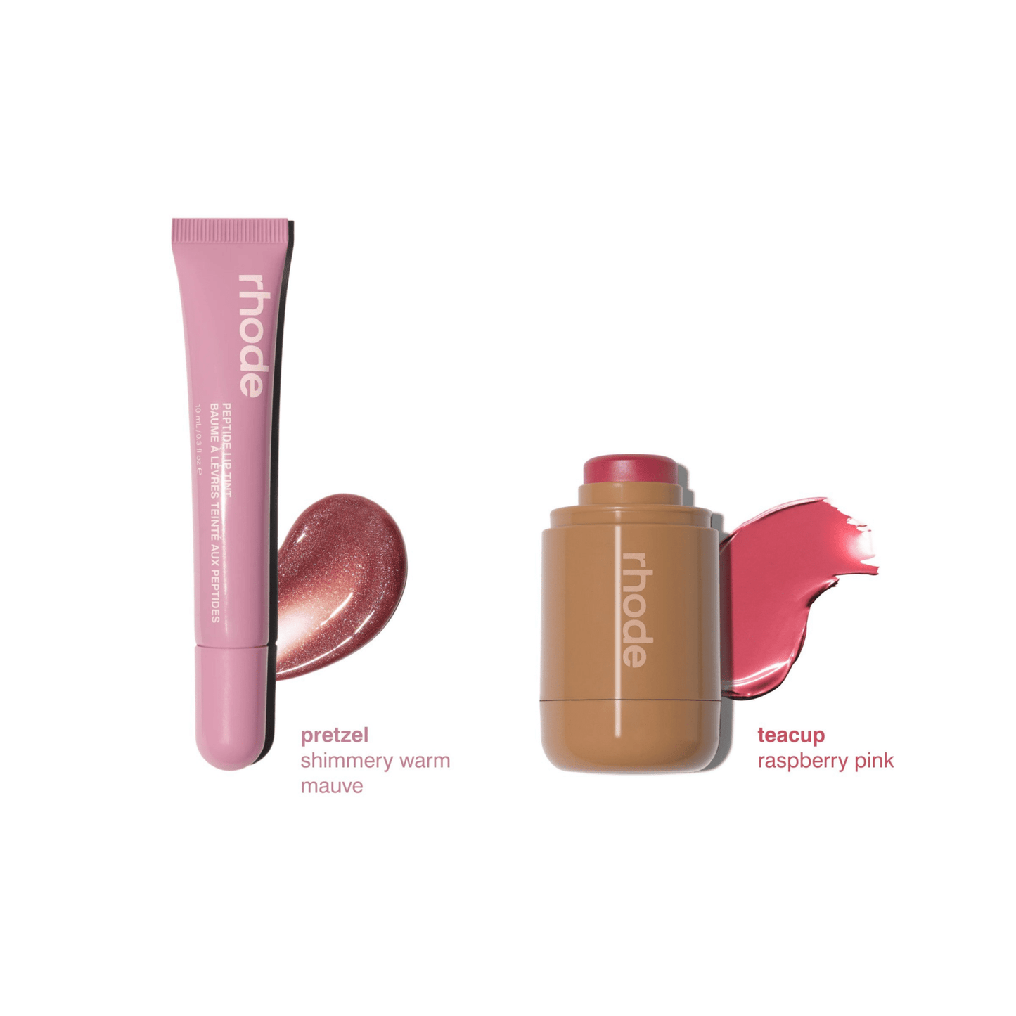 Rhode Set Pocket Blush Teacup, Lip Shimmery Warm Mauve Pretzel - BusDeals
