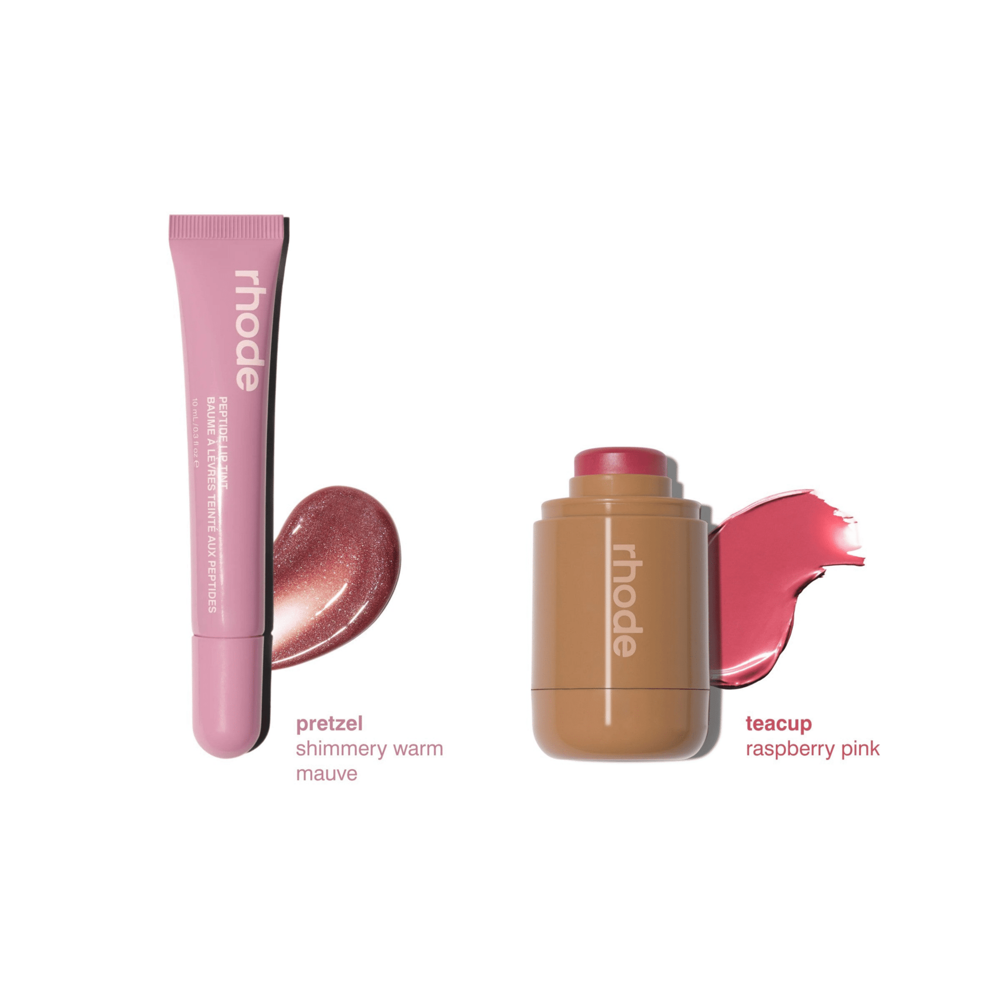 Rhode Set Pocket Blush Teacup, Lip Shimmery Warm Mauve Pretzel - BusDeals