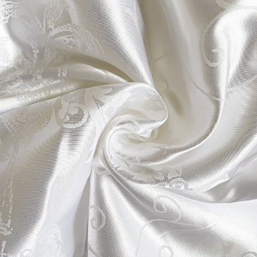 Satin Jacquard King size 6 piece duvet cover set, white bohemia style bedding set. - BusDeals