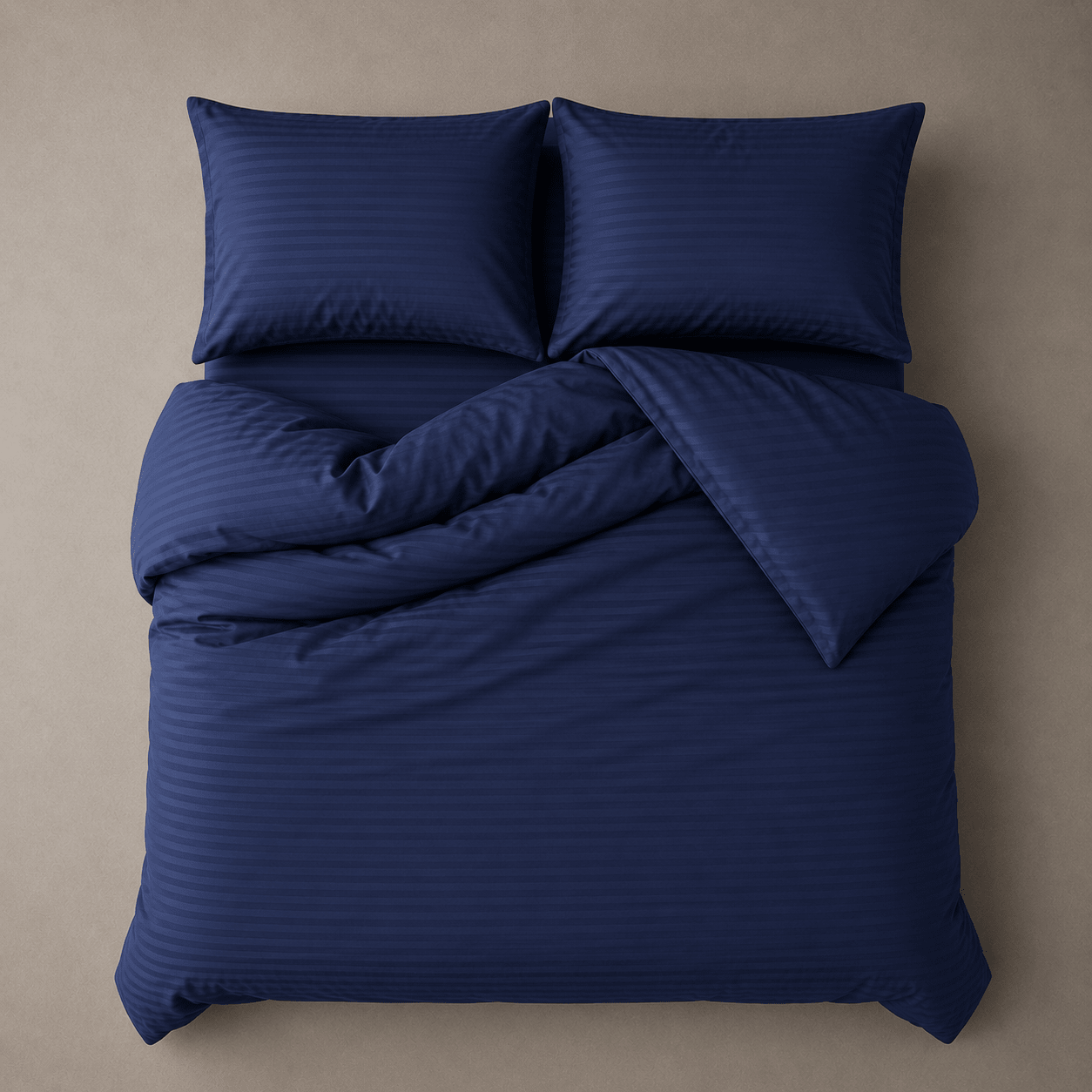 Satin Stripped King Size 6 Pieces, Duvet Cover Dark Blue. - BusDeals