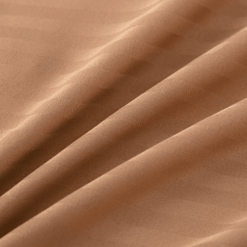 Satin Stripped King Size 6 Pieces Duvet Cover (without filling) Brown Tan. - BusDeals