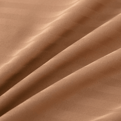 Satin Stripped King Size 6 Pieces Duvet Cover (without filling) Brown Tan. - BusDeals