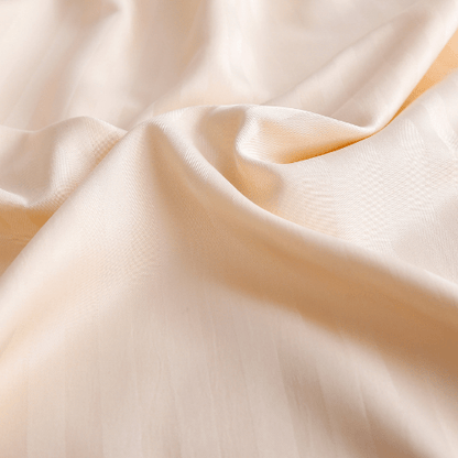 Satin Stripped King Size 6 Pieces Duvet Cover (without filling) Solid Cream. - BusDeals