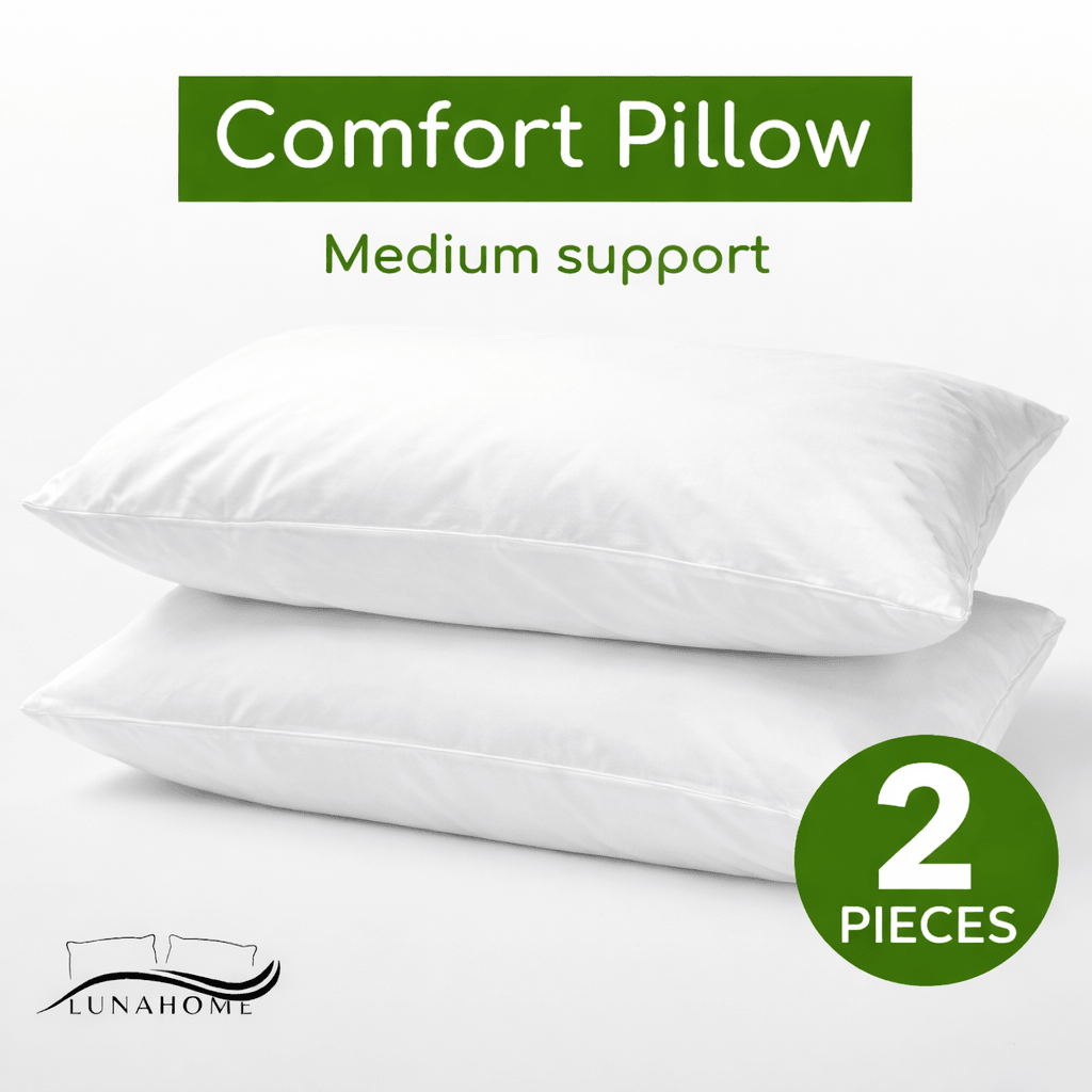 Set of 2 Pieces, each 50x75 cm. Soft yet medium - firm pillow. - BusDeals