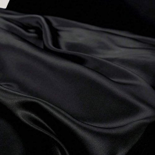 Silky Satin, King Size 6 - Piece Bedding Set, Plain Black Color. - BusDeals