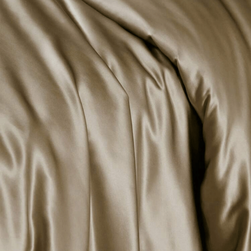 Silky Satin, King Size 6 - Piece Bedding Set, Plain Gold Brown Color. - BusDeals