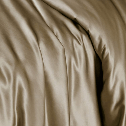 Silky Satin, King Size 6 - Piece Bedding Set, Plain Gold Brown Color. - BusDeals