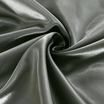 Silky Satin, King Size 6 - Piece Bedding Set, Plain Silver Medium Gray Color. - BusDeals