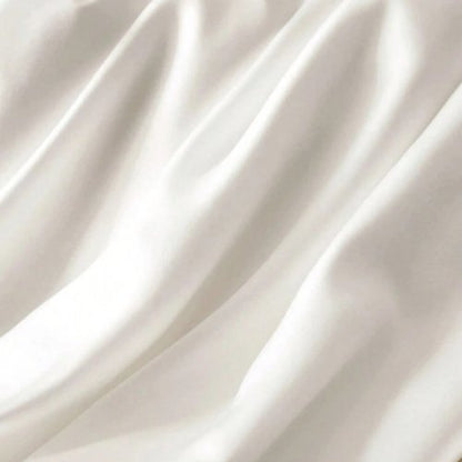 Silky Satin, King Size 6 - Piece Duvet Cover Set, Plain White Color. - BusDeals