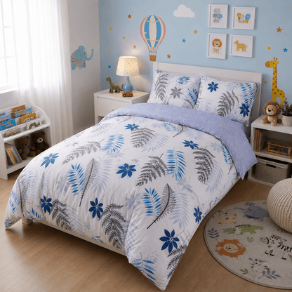 Single Set of 4 Pieces, Reversible Duvet Cover Set, with a Lovely Leaf Design. - BusDeals