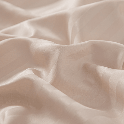 Single Size 3 Piece Set, Bedsheet with 2 Pillow Cases, Beige Color, Satin Striped Design. - BusDeals