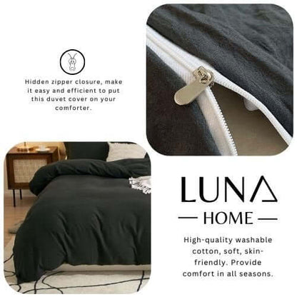 Single size 4 pieces bedding set, Washable Cotton Black Color. - BusDeals