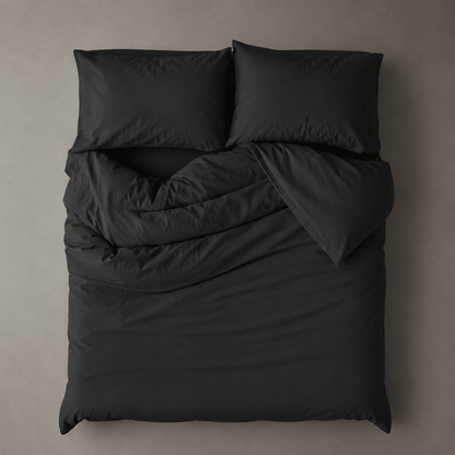 Single size 4 pieces bedding set, Washable Cotton Black Color. - BusDeals