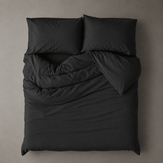 Single size 4 pieces bedding set, Washable Cotton Black Color. - BusDeals