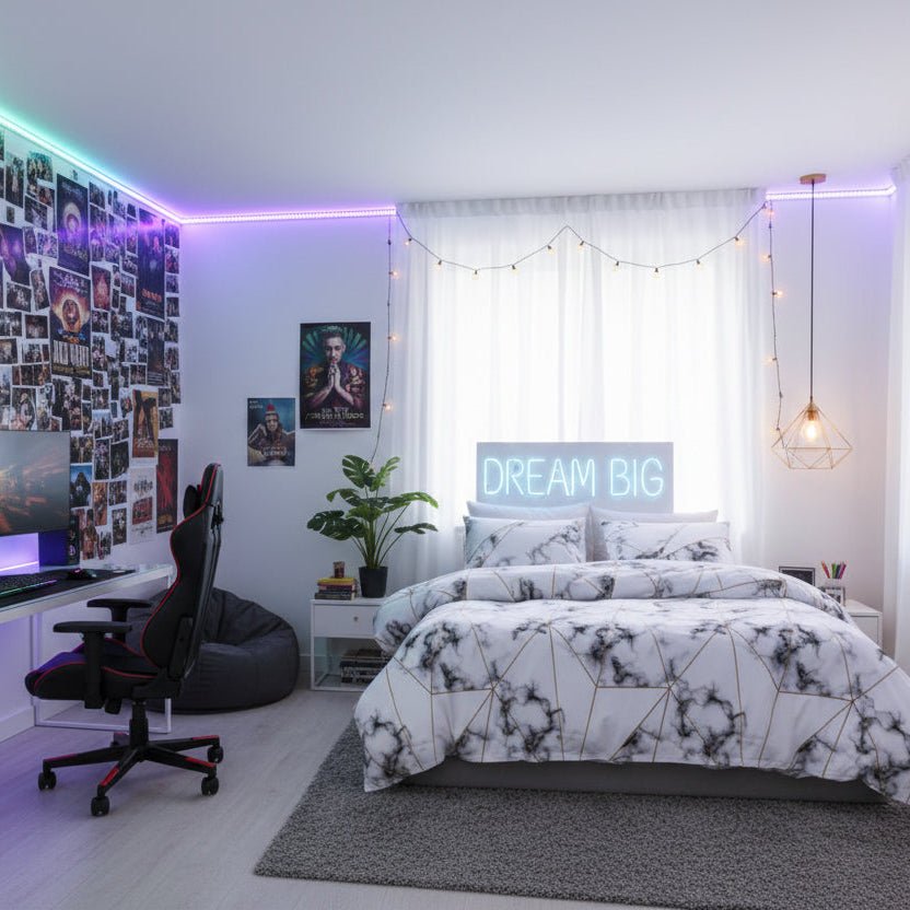 Single size 4 pieces Bedding Set without filler, Geometric Marble Design - BusDeals