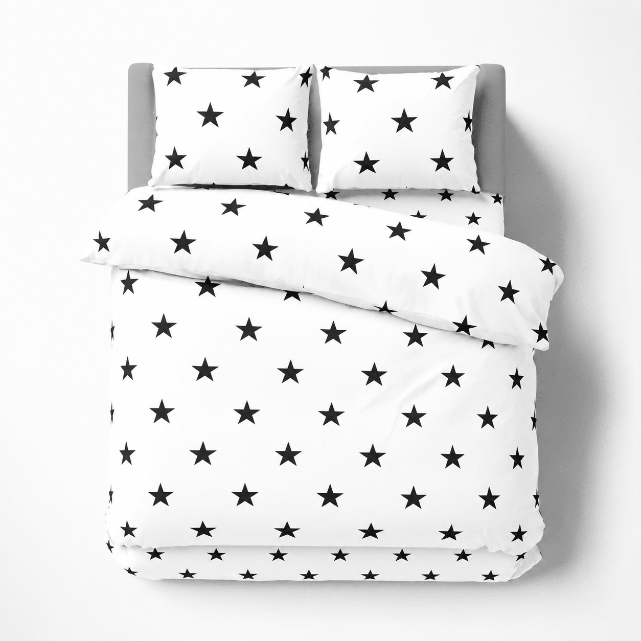 Single Size 4 pieces, black stars duvet cover set. - BusDeals