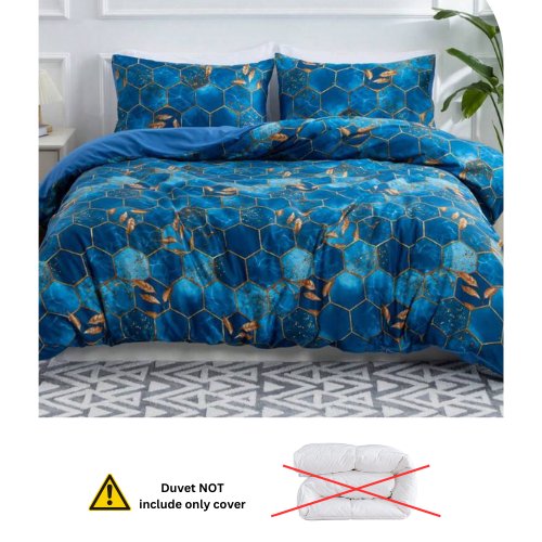 Single Size 4 pieces, Blue Marble Design Bedding set. - BusDeals