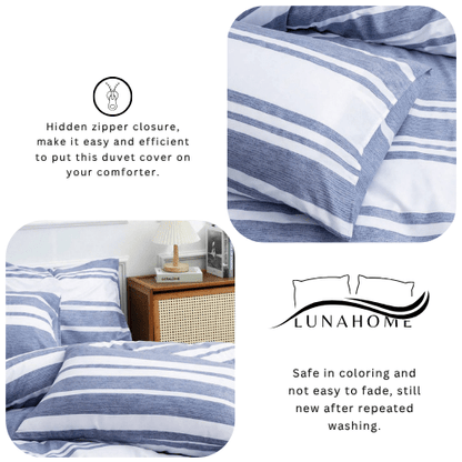 Single Size 4 pieces, Blue Stripe Design Duvet cover set. - BusDeals